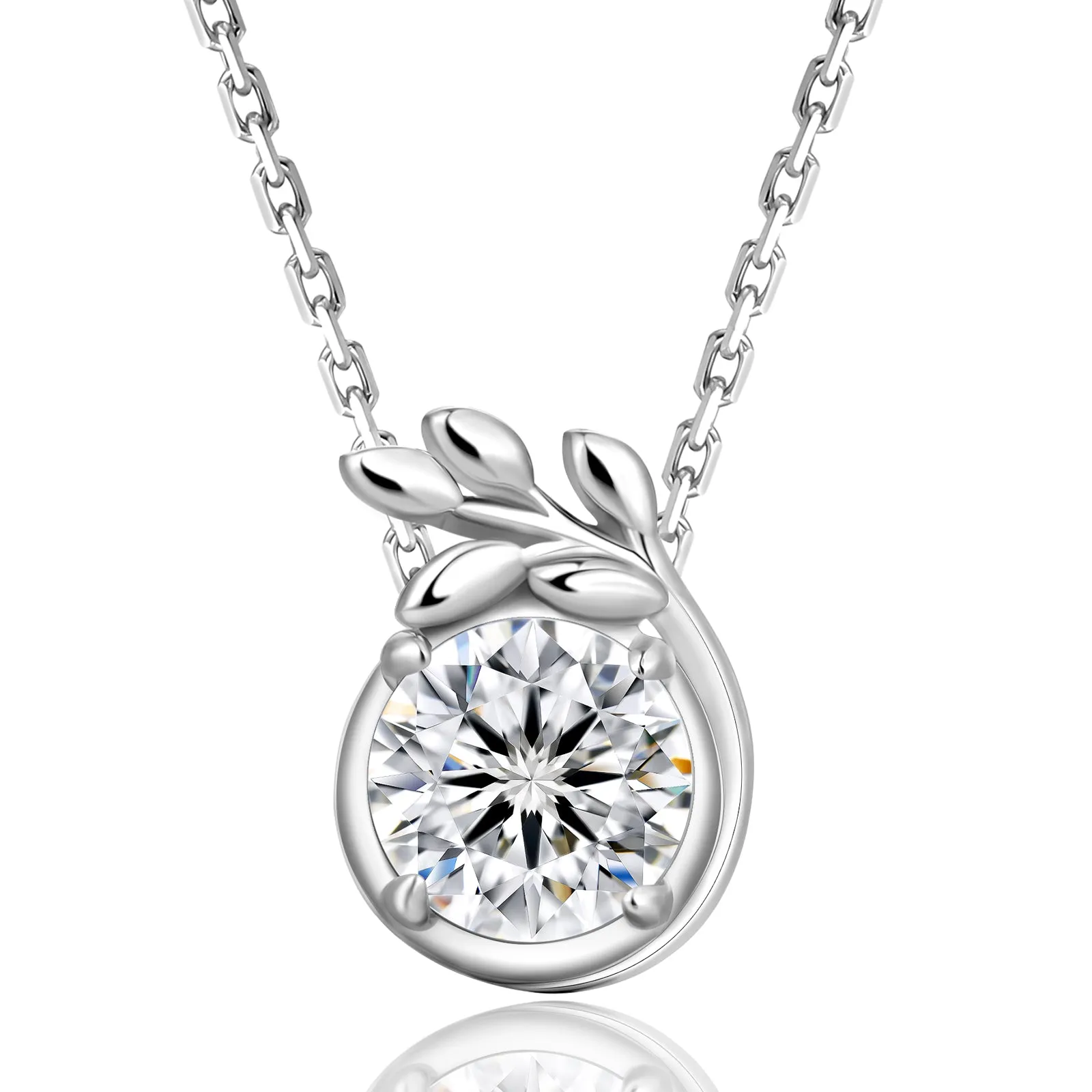 1.0 Carats VVS1 Moissanite Pendant Necklace for Women 0388