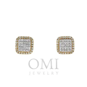 10K GOLD ROUND DIAMOND SQUARE EARRINGS 0.49 CTW