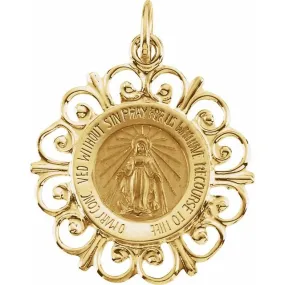 14 kt yellow gold Round Miraculous Medal 18mm