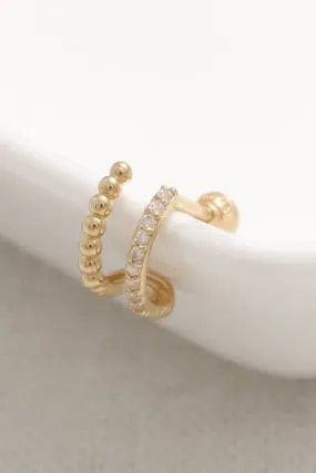 14K 18K Solid Gold Lab Grown Diamond Pave Wire & Tiny Ball Ear Hoop Stud Cartilage Tragus Helix Conch Lobe Piercing Earring