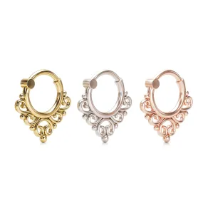 14K Gold Swirly Septum Clicker Hoop