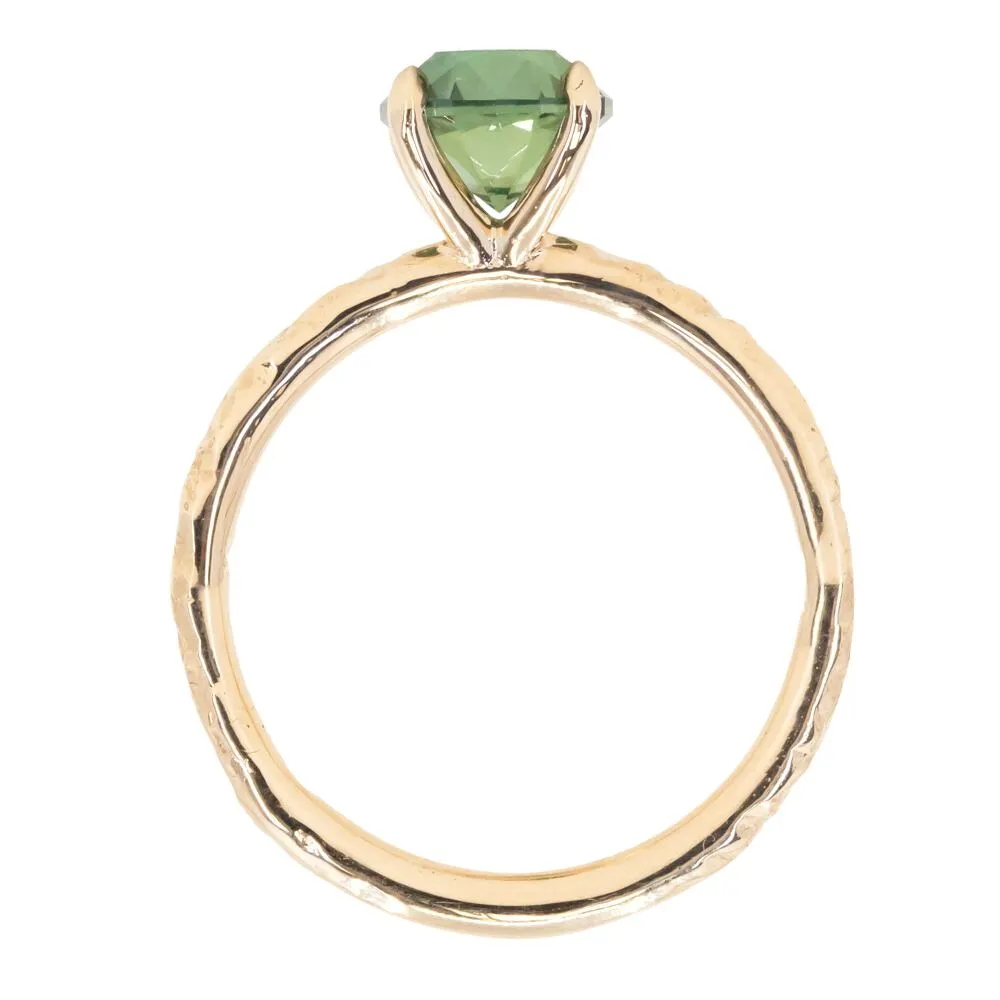 1.68ct Round Australian Sapphire Evergreen Carved Solitaire in 14k Yellow Gold