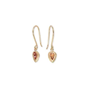 18K Teardrop Earrings in Poppy Red Sapphire