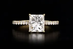 2.02 Carat Princess Cut Diamond Hidden Halo Engagement Ring in 18K Yellow Gold GIA Certified