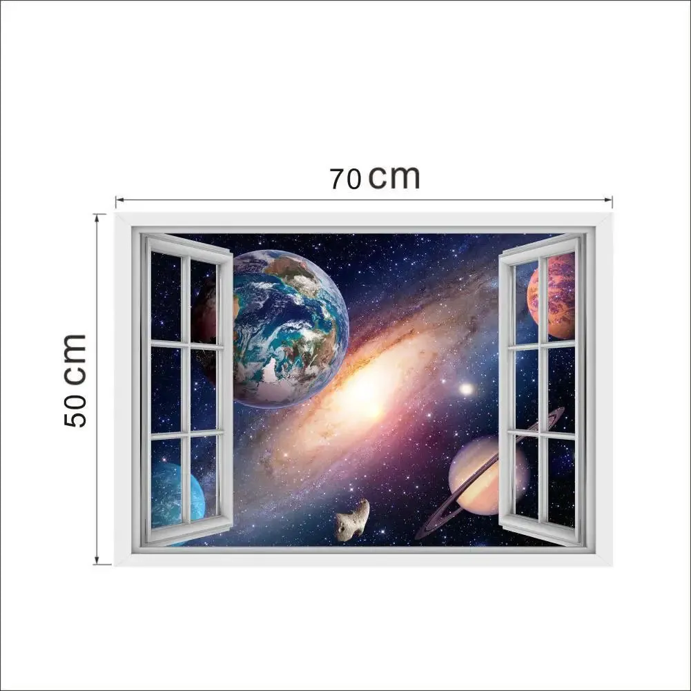 3D Outer-Space Planets Cosmic Wall Stickers