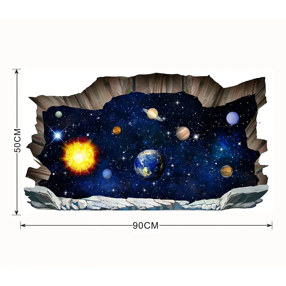 3D Outer-Space Planets Cosmic Wall Stickers