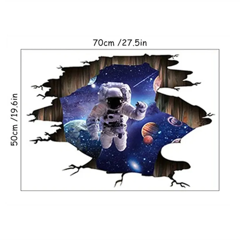 3D Space Astronaut Broken Wall Sticker