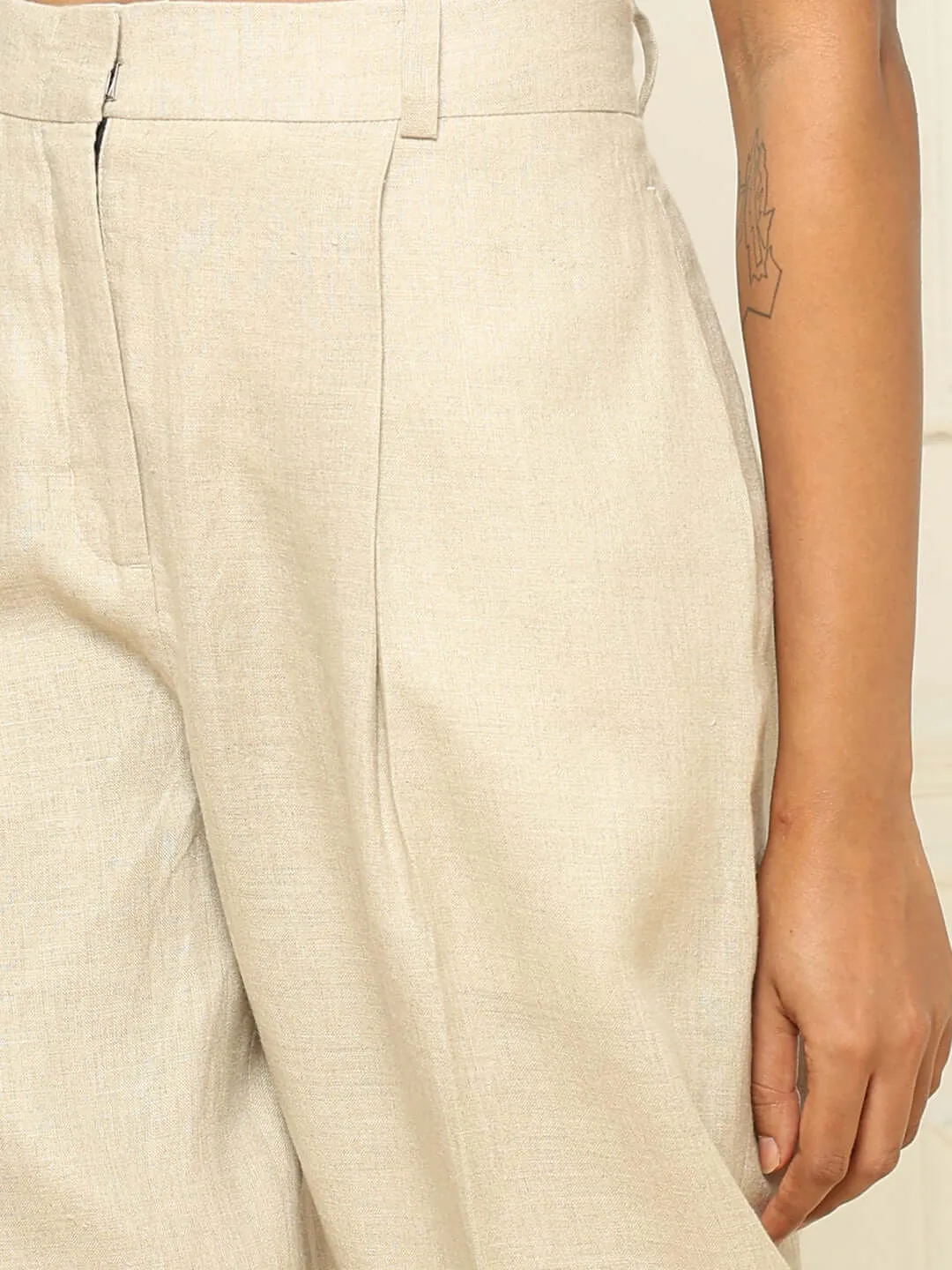 Beige Linen Waistcoat & Trousers