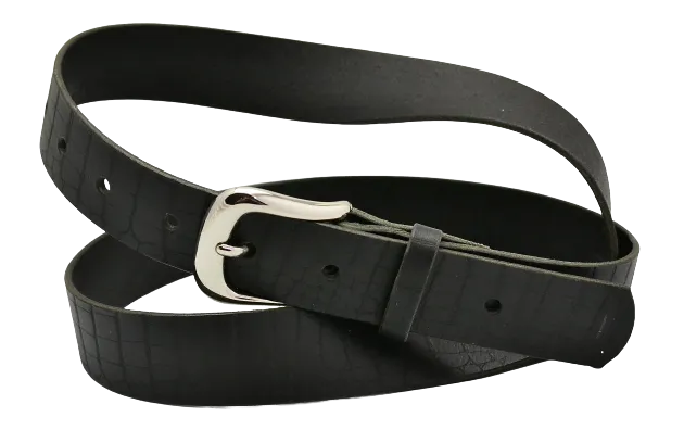 Belt | unstitched black narrow | croc print