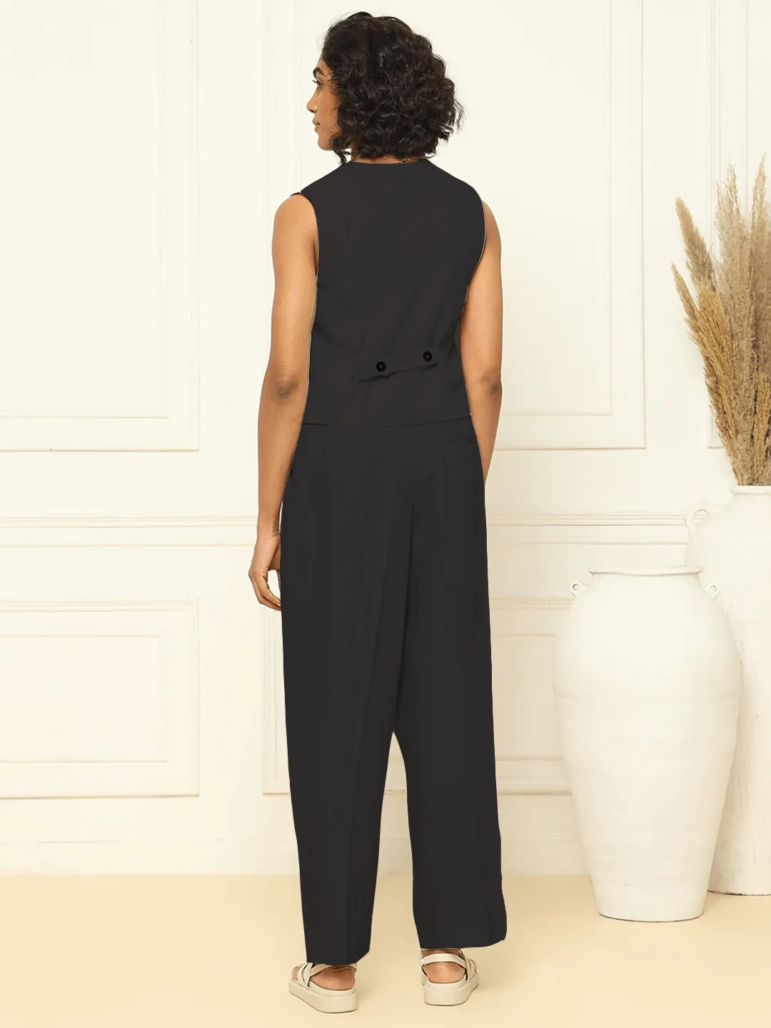 Black Linen Waistcoat & Trousers