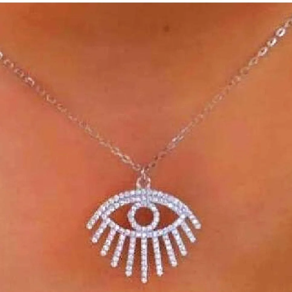 Bluenoemi silver sterling jewelry Eye Necklace. Sterling Silver Israeli Necklace for Woman. Protection symbol.