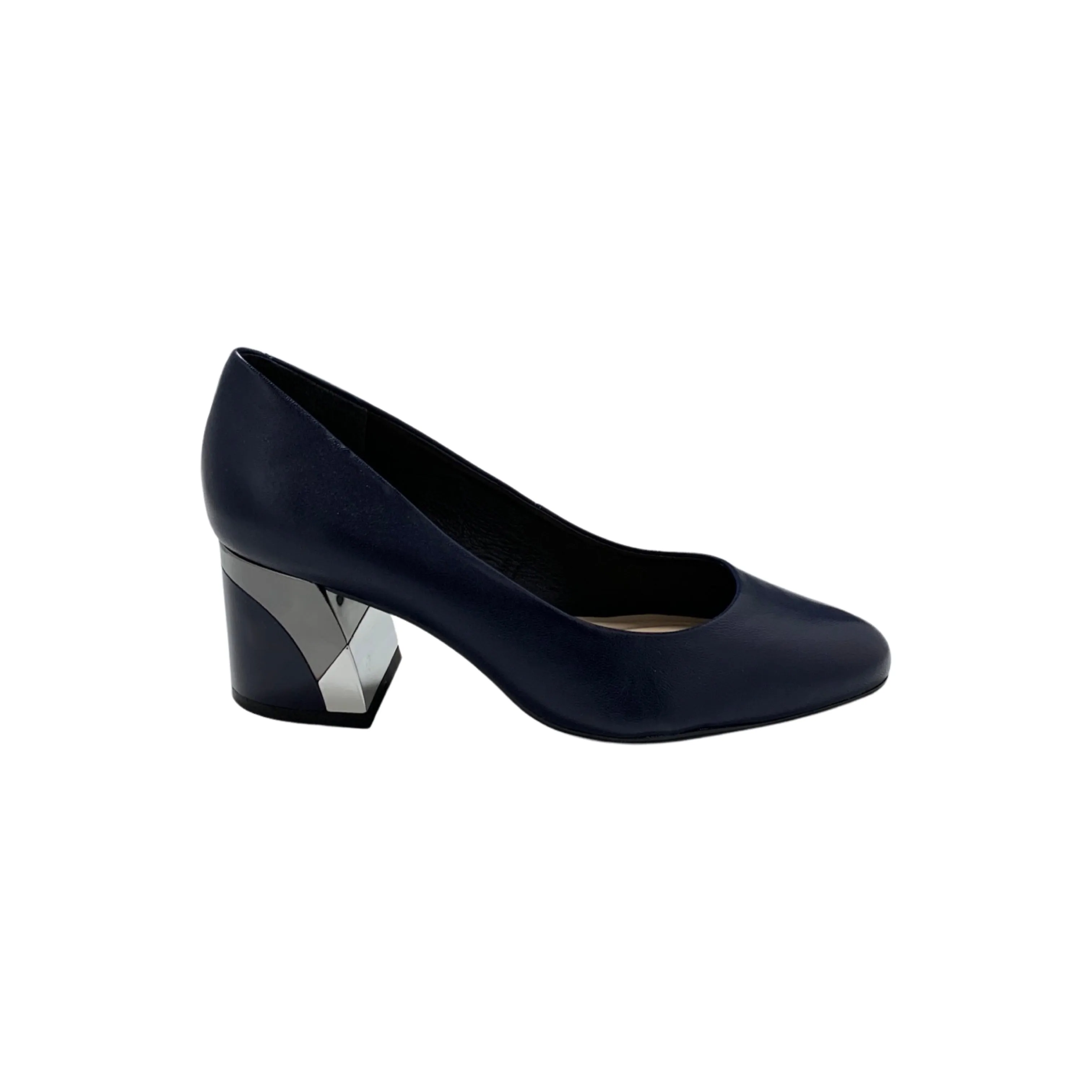 Boric Navy Leather Pump