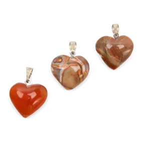 Carnelian -  Banded, Heart Pendant