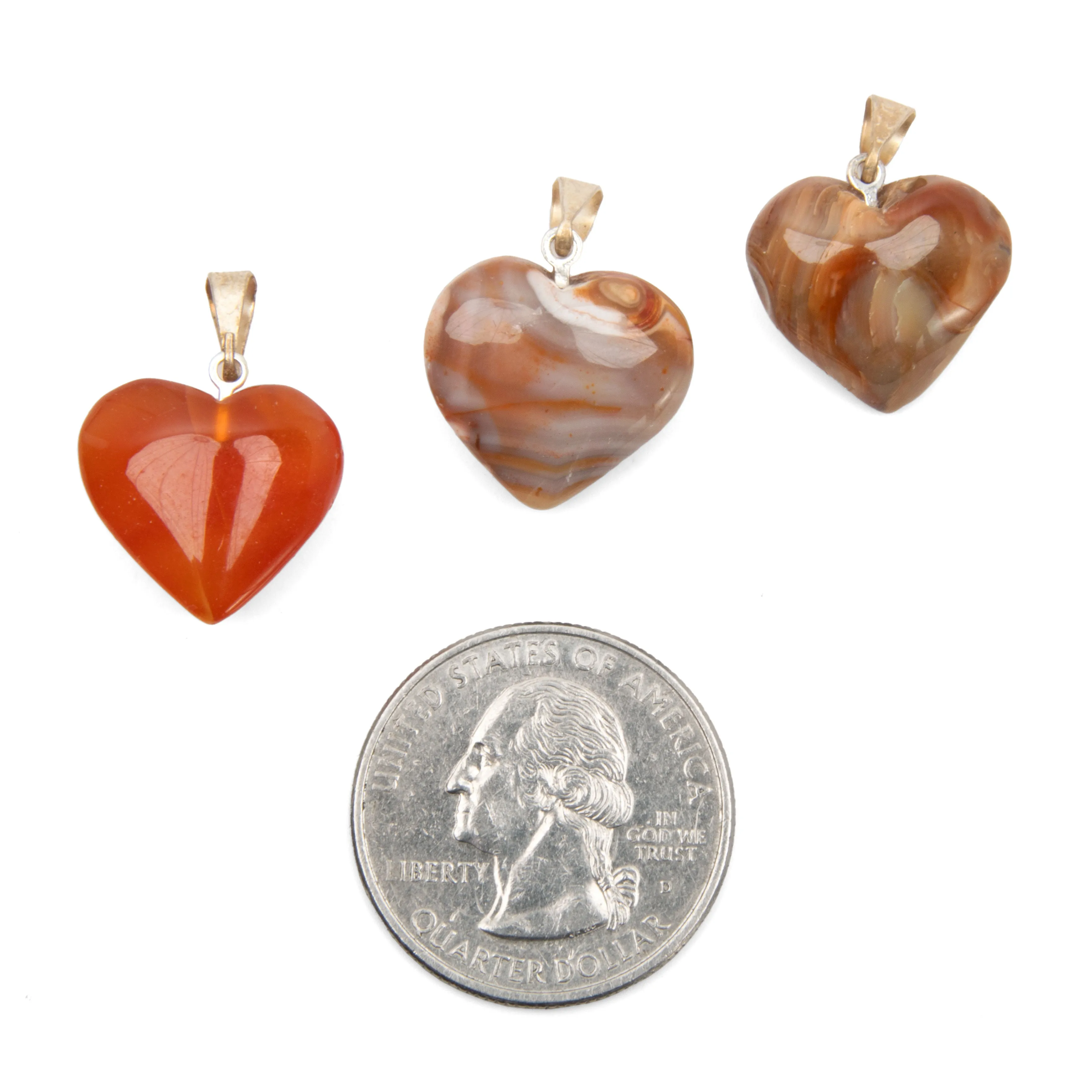 Carnelian -  Banded, Heart Pendant