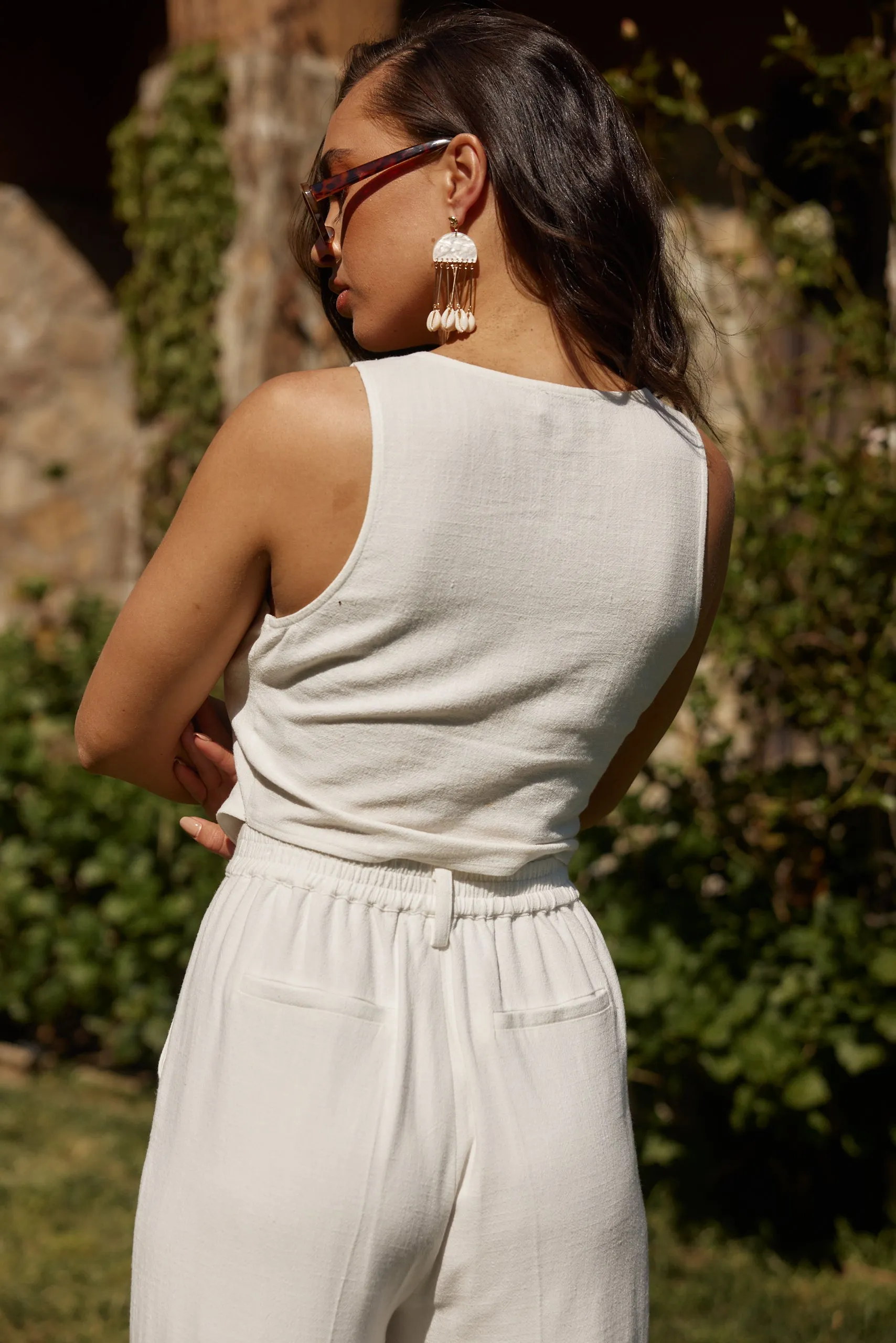 Diane White Linen Vest