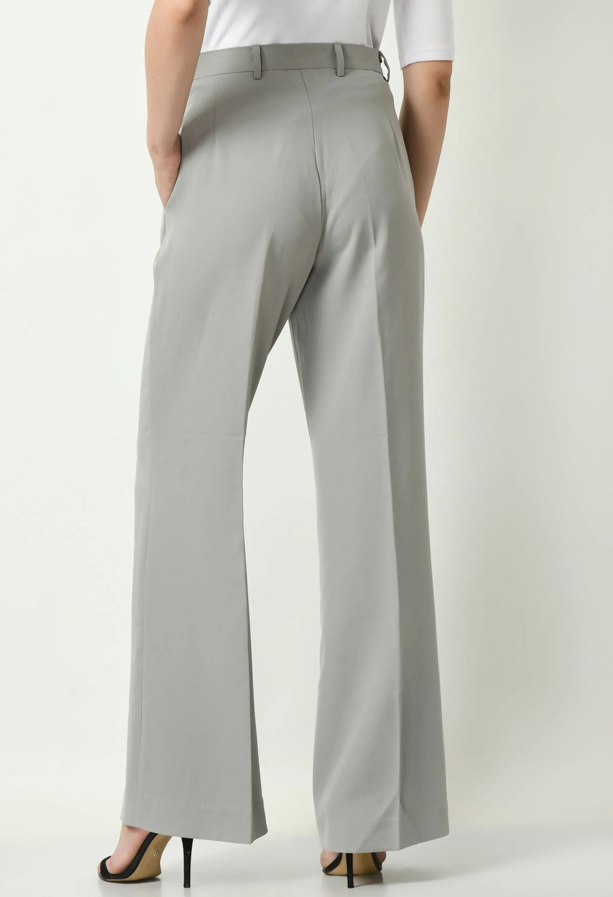 Exude Aspiration Sleeveless Blazer with Bootcut Trousers (Grey)