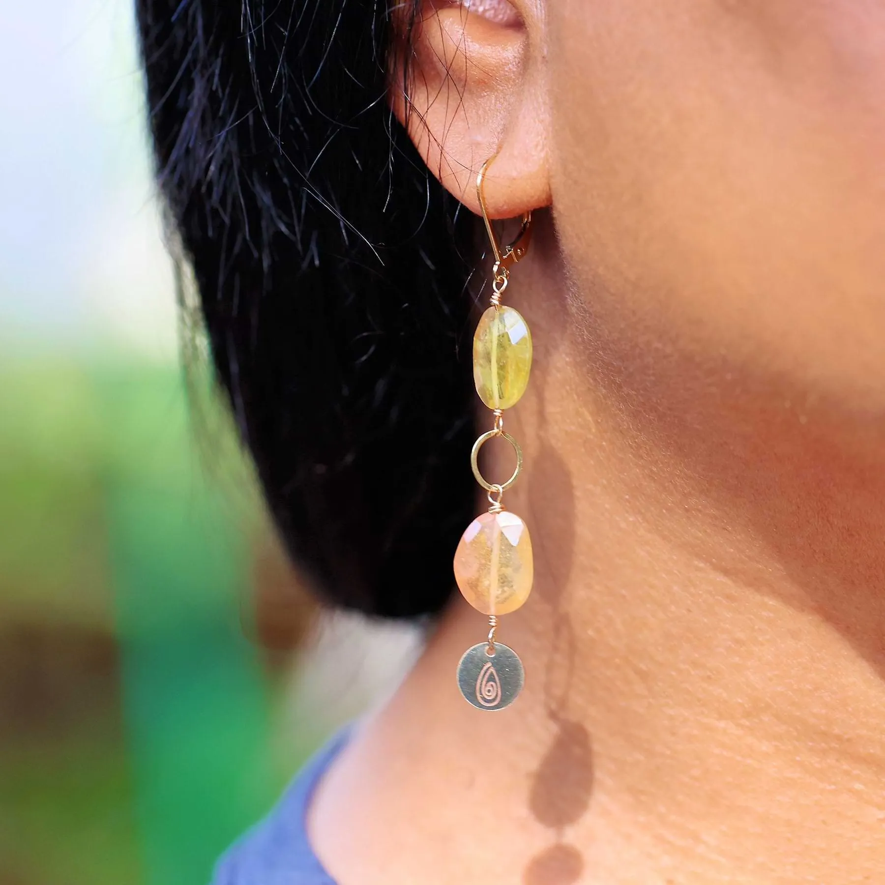 Hibiscus - Organic Padparadscha Sapphire Earrings