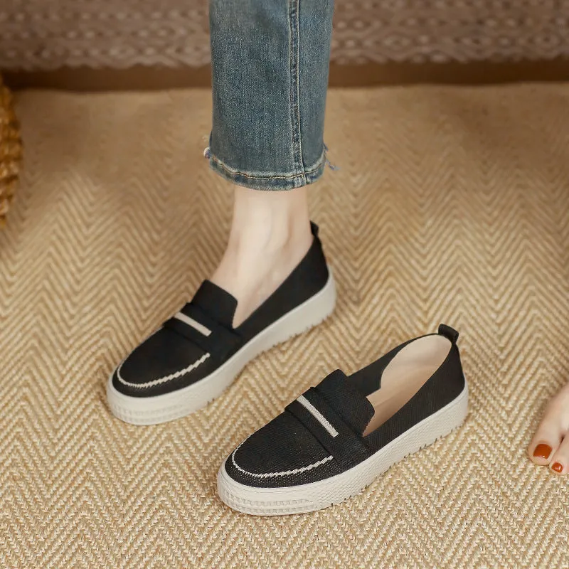 INSTOCK-Japanese flat round toe one-leg loafer shoes for women.