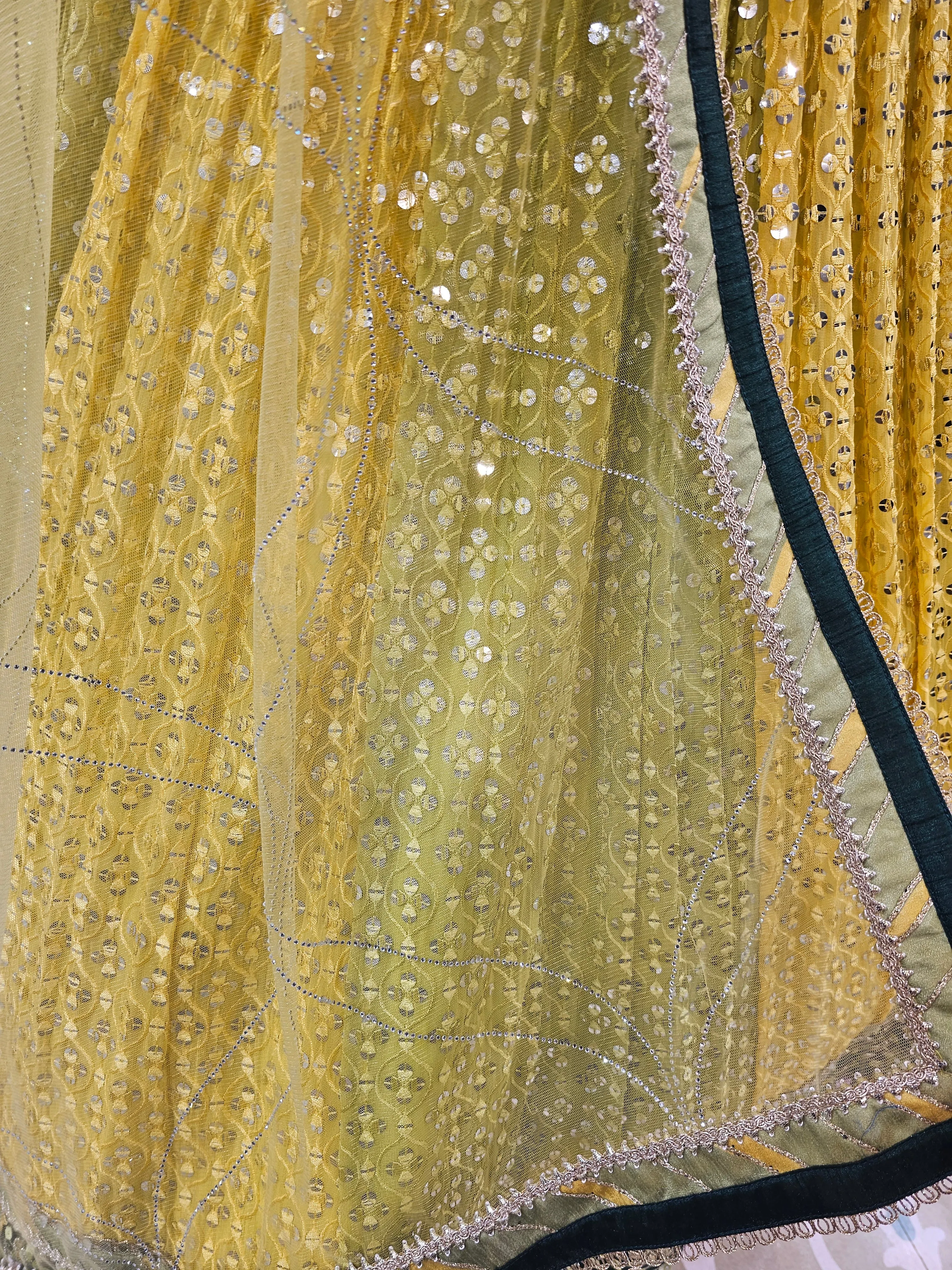 Lehenga Choli with Yellow and Green Kalis