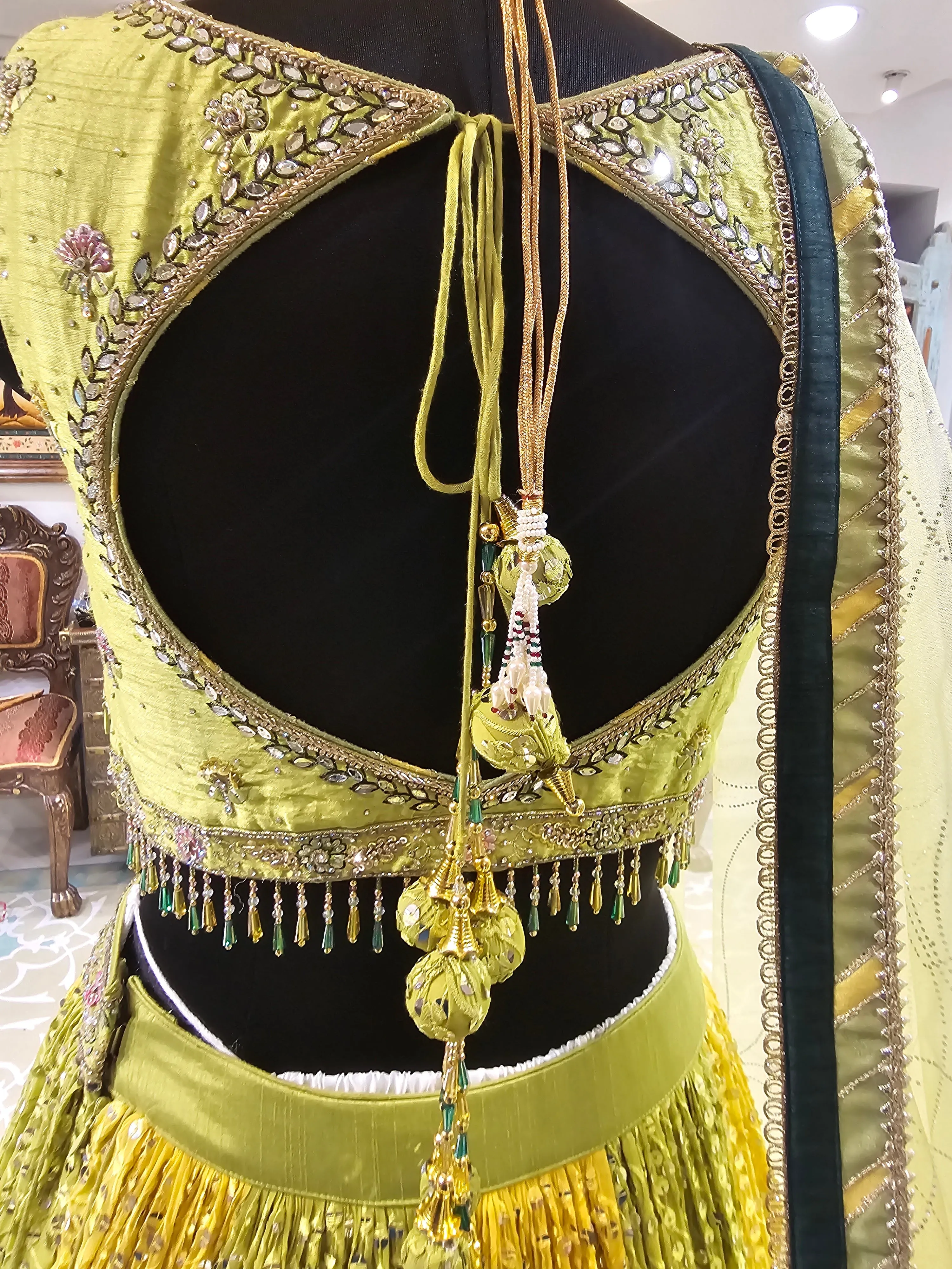 Lehenga Choli with Yellow and Green Kalis