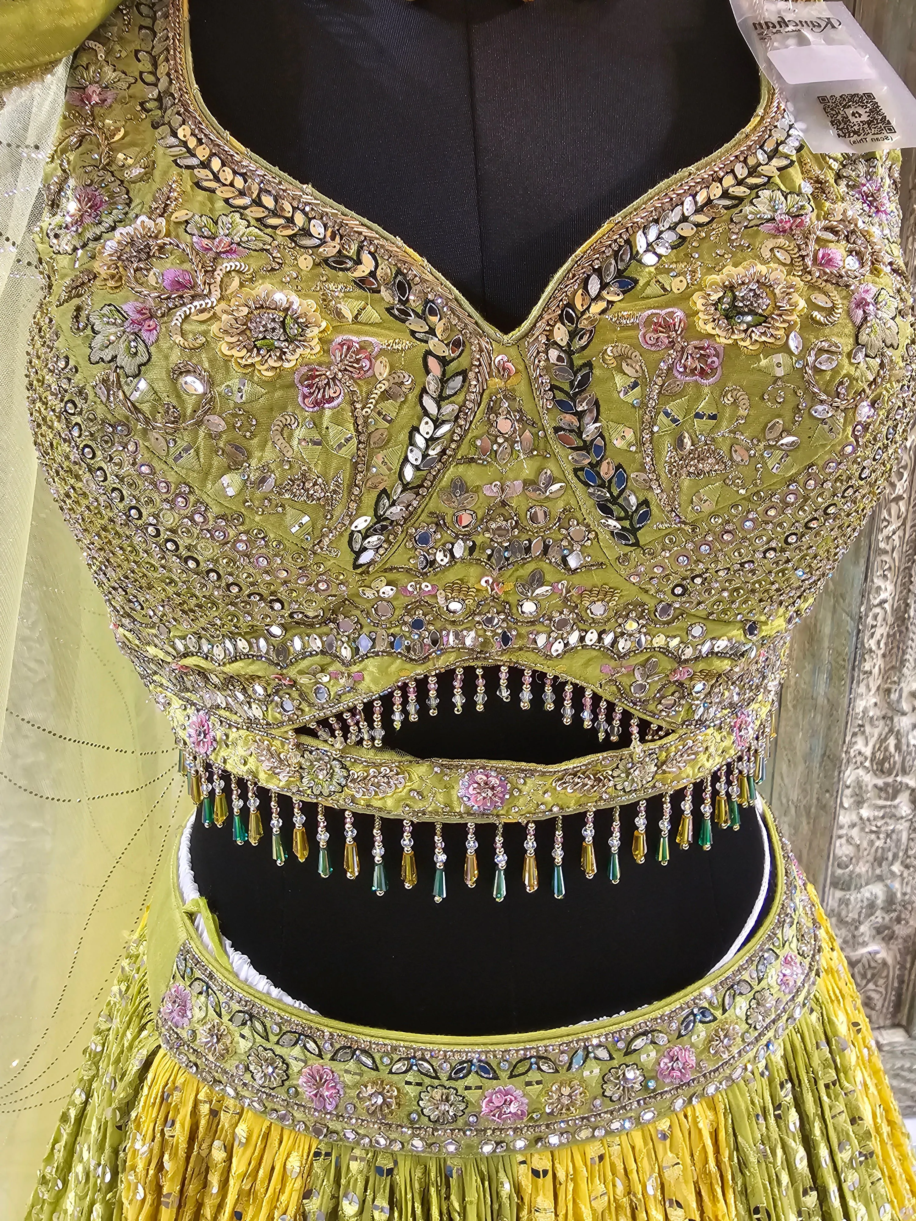 Lehenga Choli with Yellow and Green Kalis