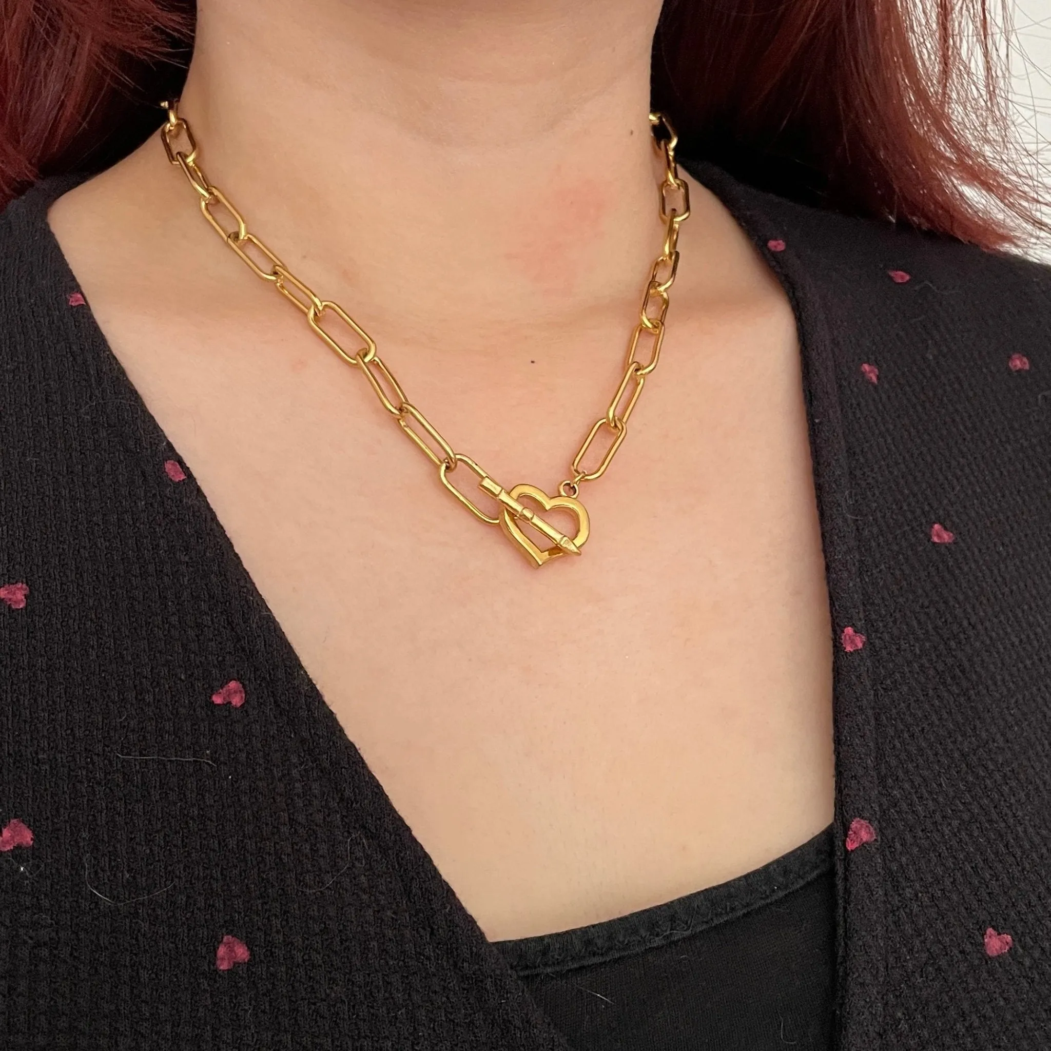 Love Toggle Oval Link Necklace Gold