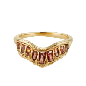 LXI OOAK Soft Red Baguette Diamond V Shape Scatter Band