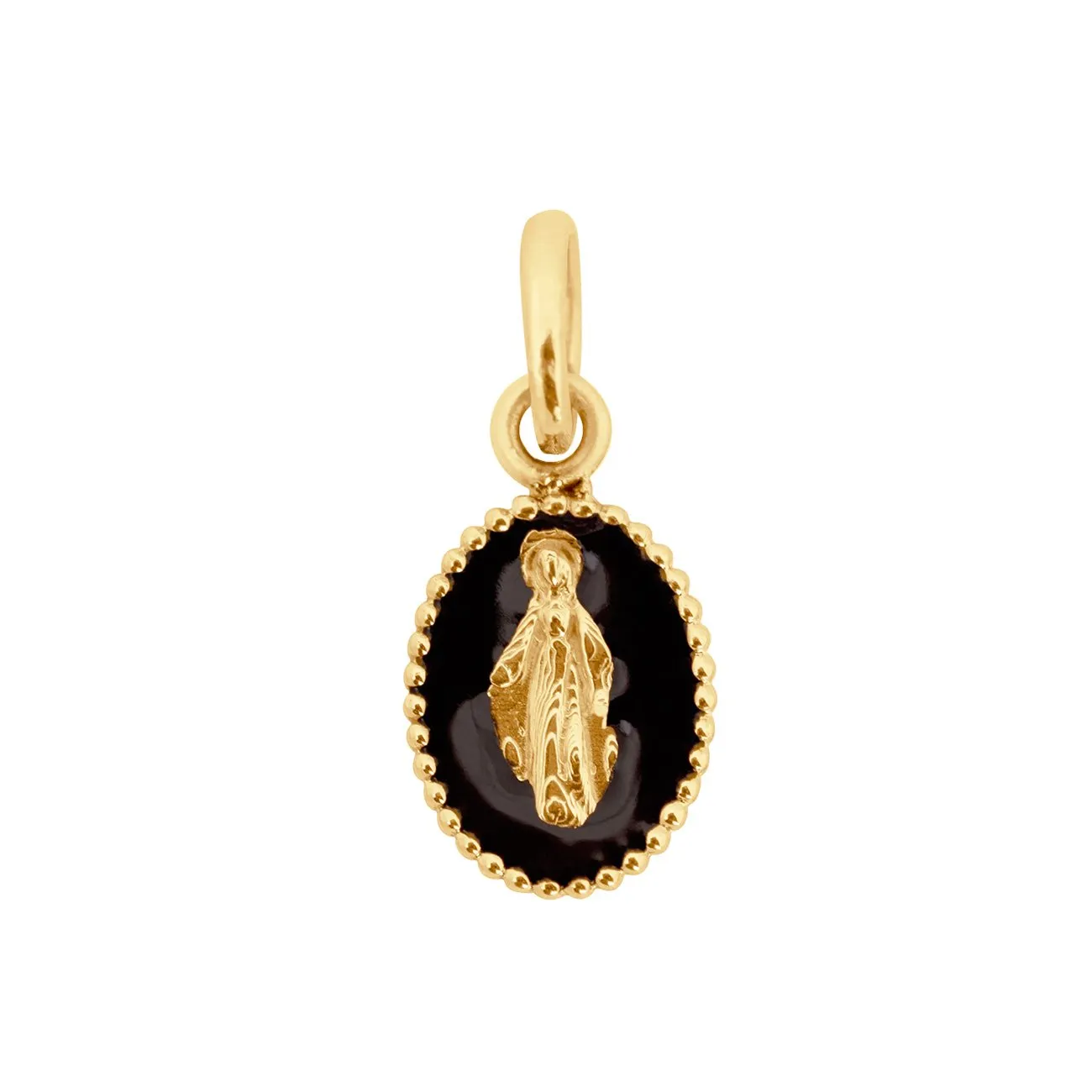 Madone Black Resin pendant, Yellow gold