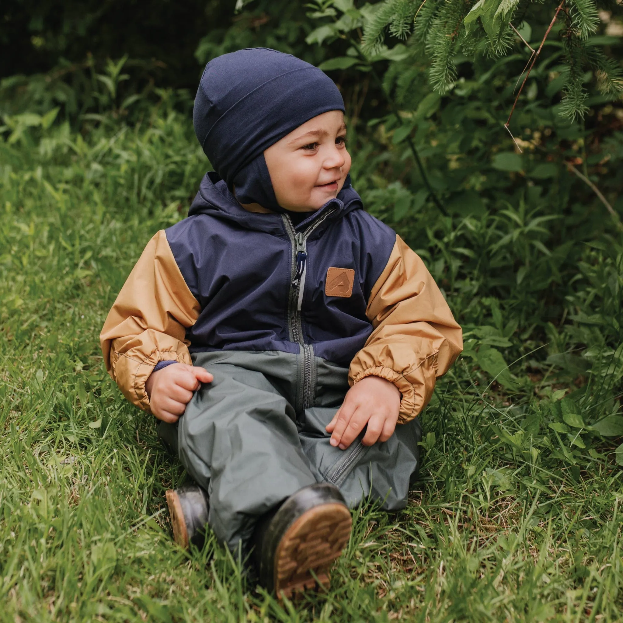 Mid-season bunting for baby - Mustard, Navy & Army Green