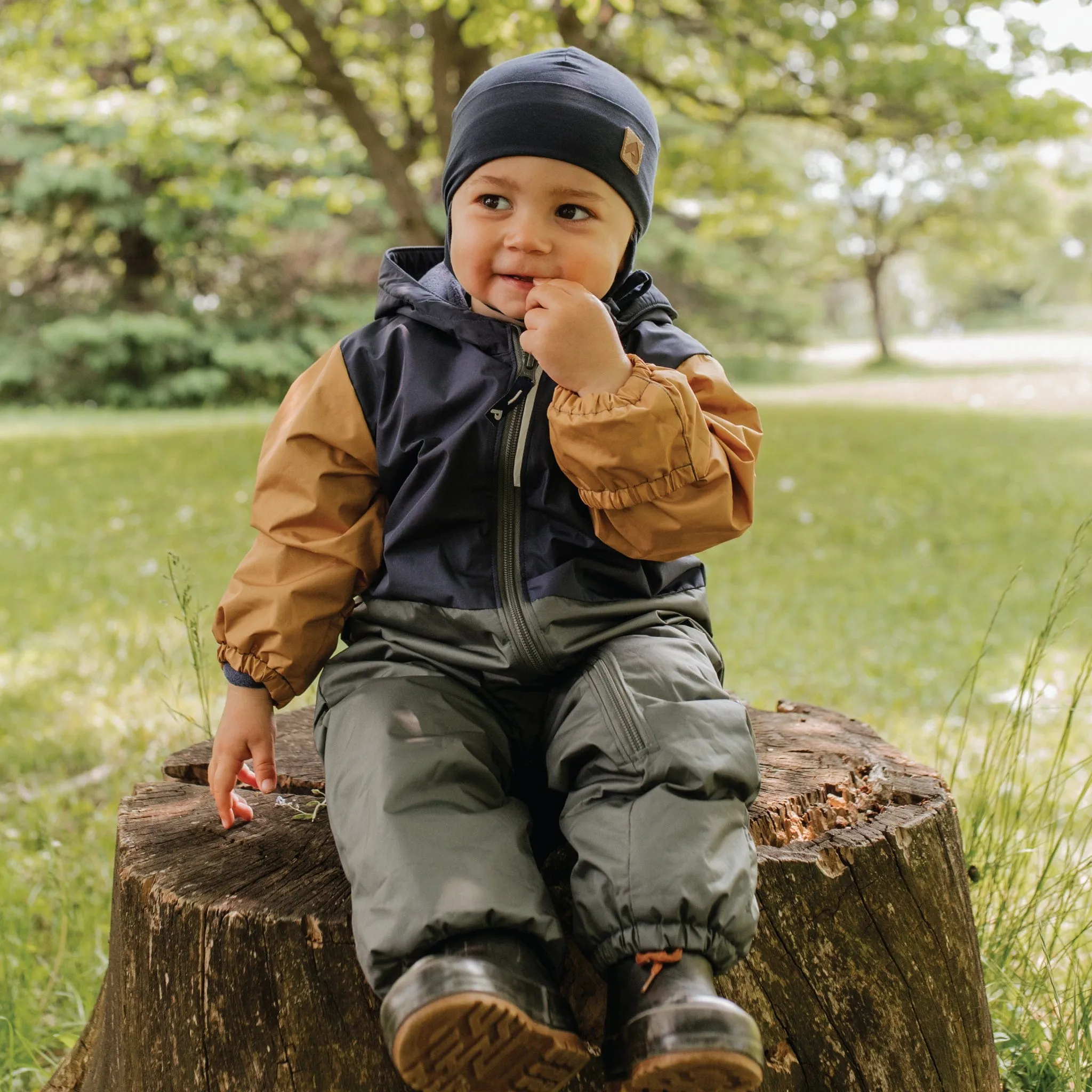 Mid-season bunting for baby - Mustard, Navy & Army Green