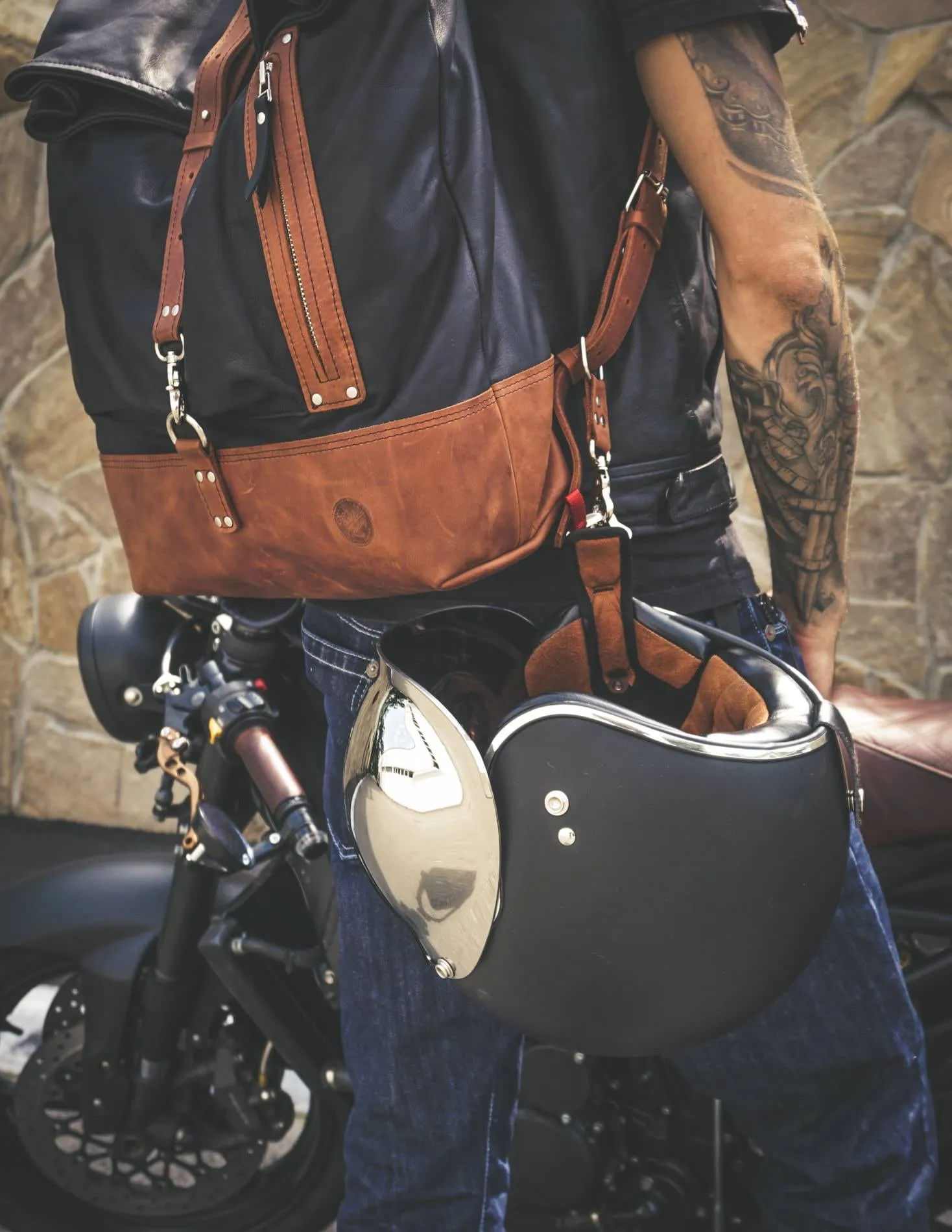 Motorcycle leather backpack, Best leather rucksack for men and women, Handcrafted