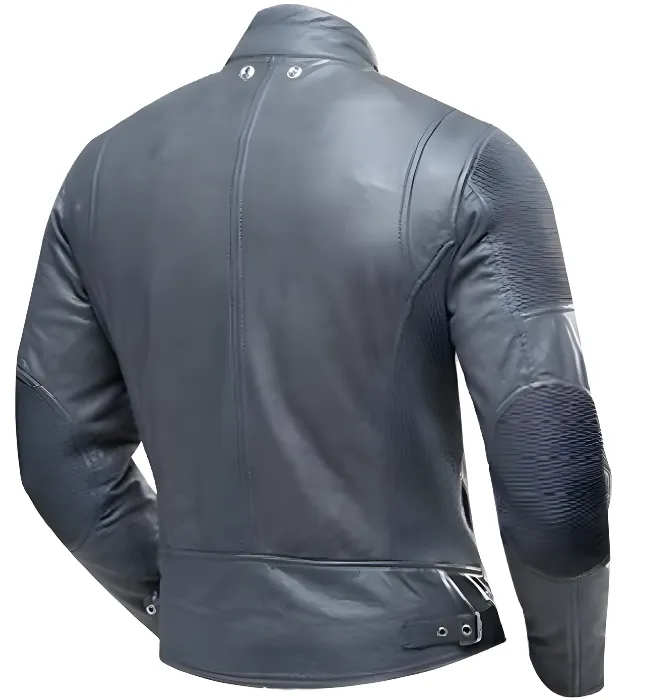 New Grey Cafe Racer Biker Leather Rider Jacket