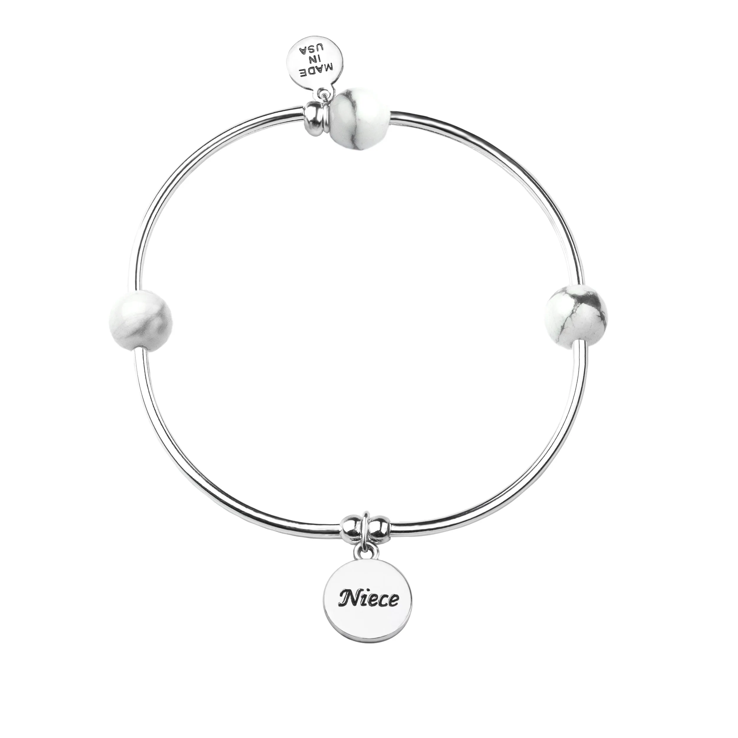 Niece | Soft Bangle Charm Bracelet | Howlite