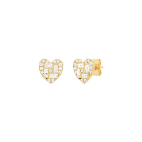 Pave Heart Stud Earrings