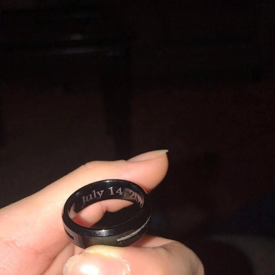 Personalized Engraved Wire Cable Wedding Ring For Men - Handwriting Ring