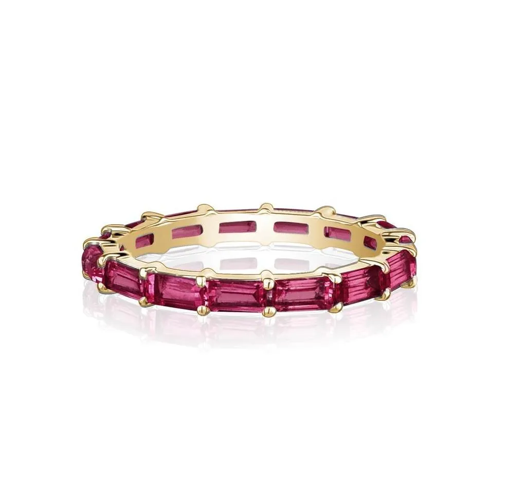 Red Ruby Baguette Eternity Ring