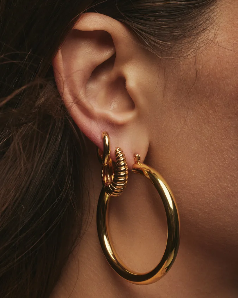 Ridged Marbella Hoops- Gold