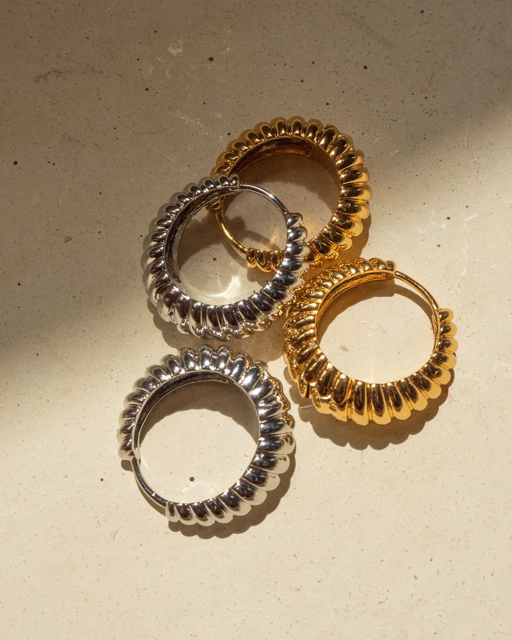 Ridged Marbella Hoops- Gold