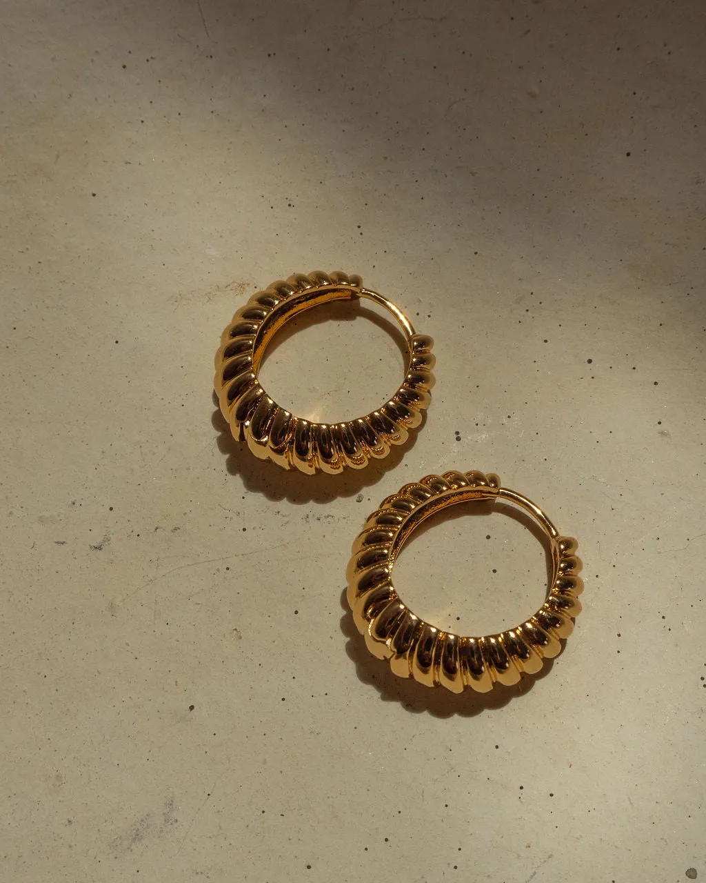 Ridged Marbella Hoops- Gold