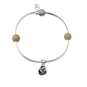 Rose | Soft Bangle Charm Bracelet | Amazonite