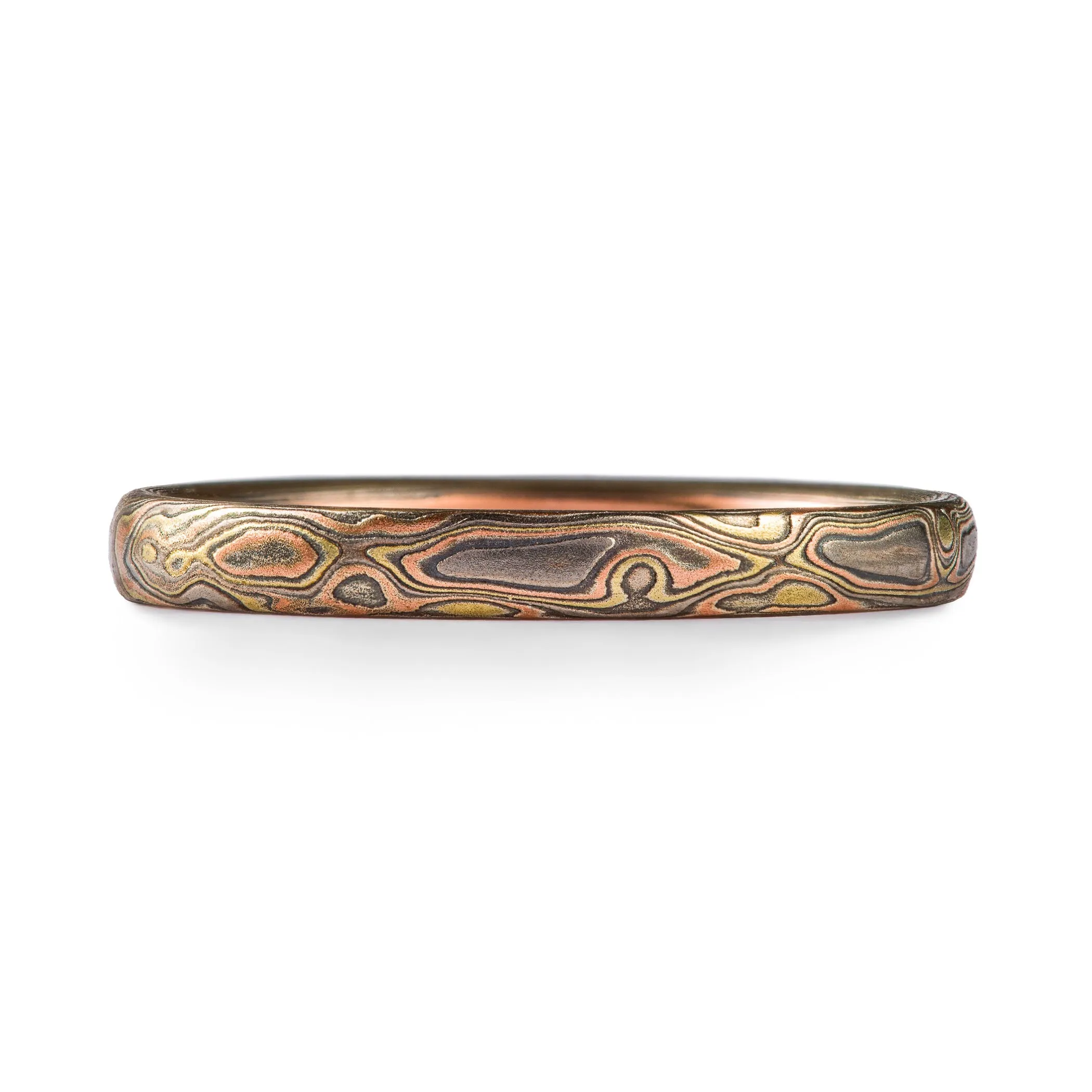 Small Mokume Gane Woodgrain Pattern Ring in Firestorm Palette SHIPS TODAY