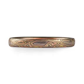 Small Mokume Gane Woodgrain Pattern Ring in Firestorm Palette SHIPS TODAY