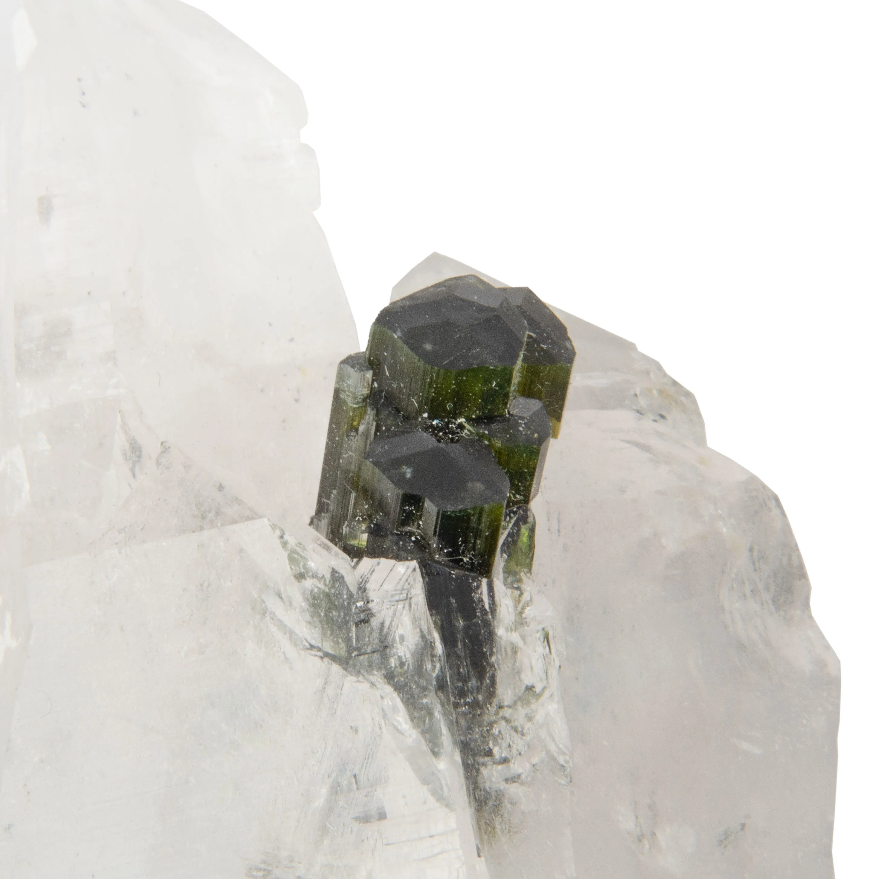 Tourmaline - Green Terminated Cluster in Quartz