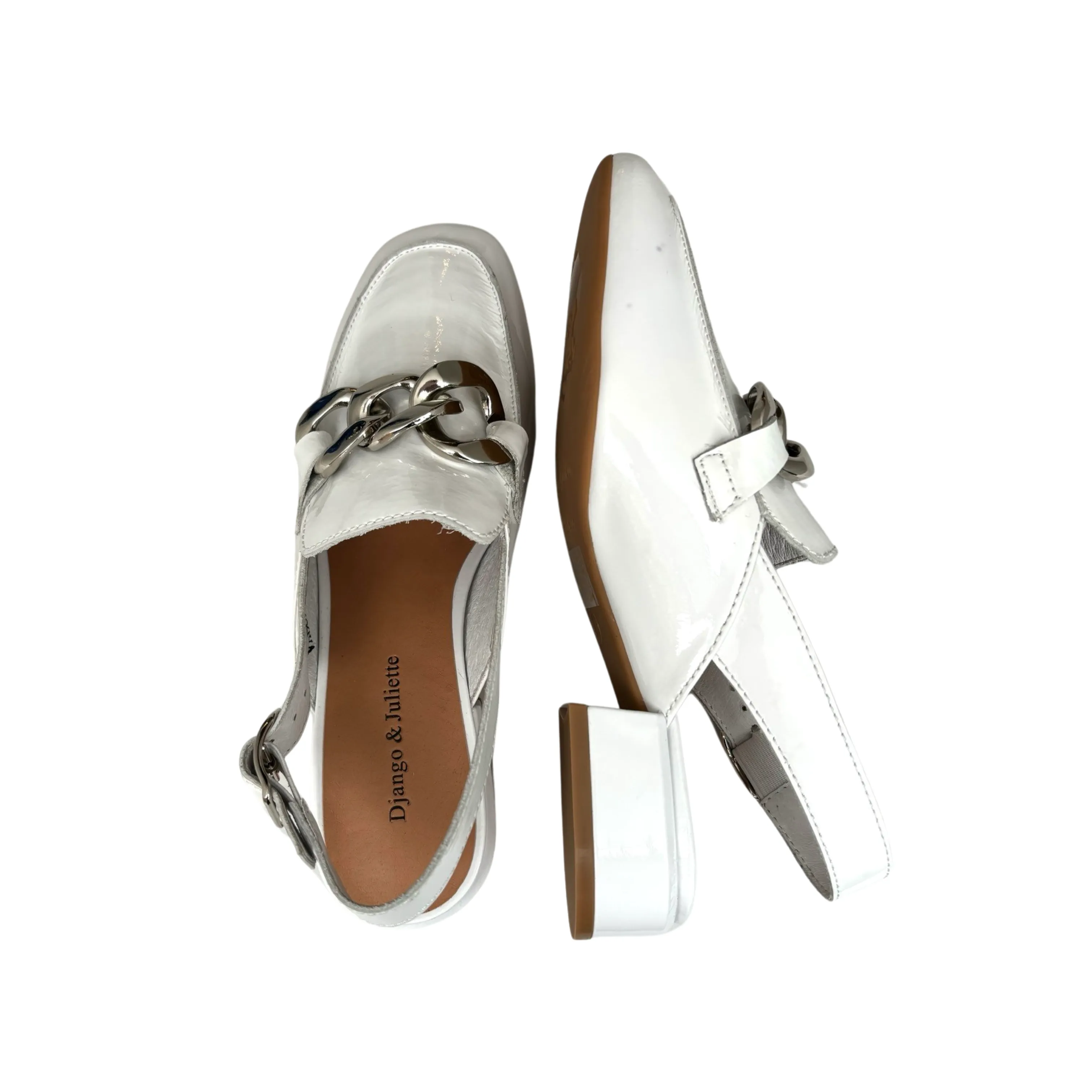 Vabor White Patent Sling Back