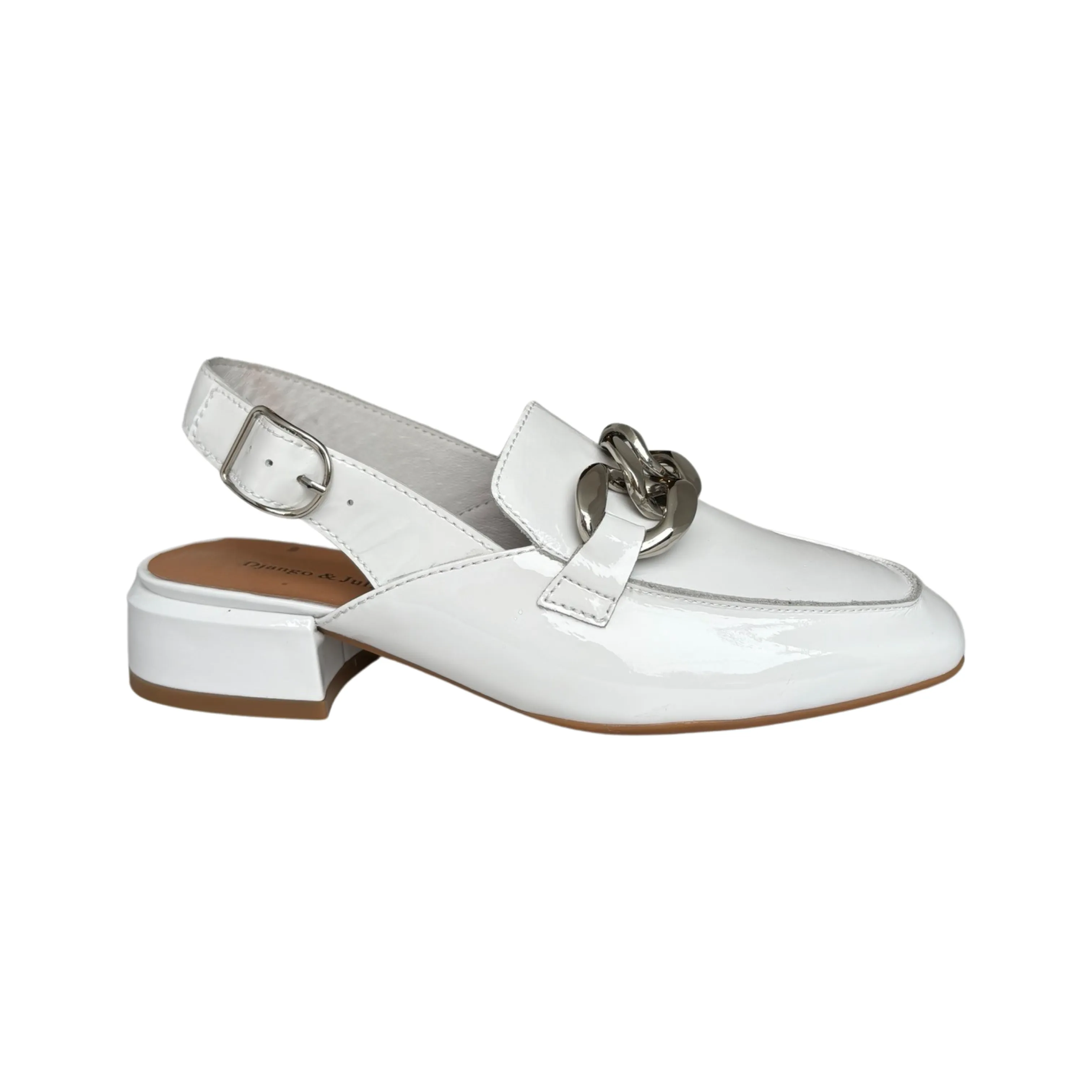 Vabor White Patent Sling Back