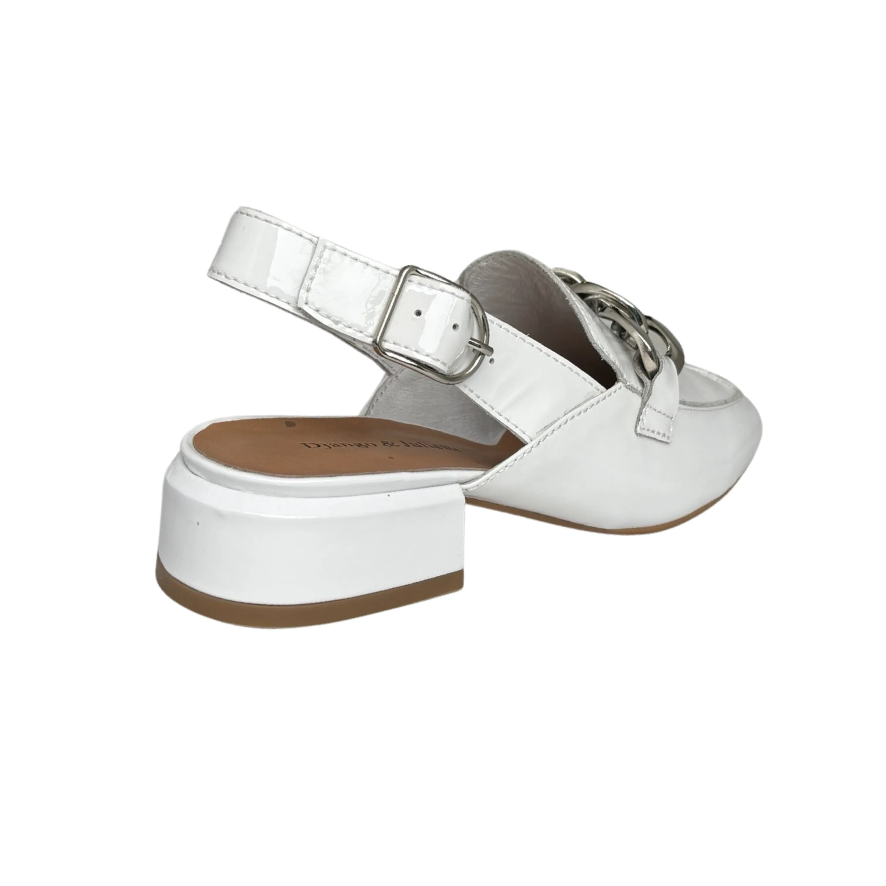 Vabor White Patent Sling Back