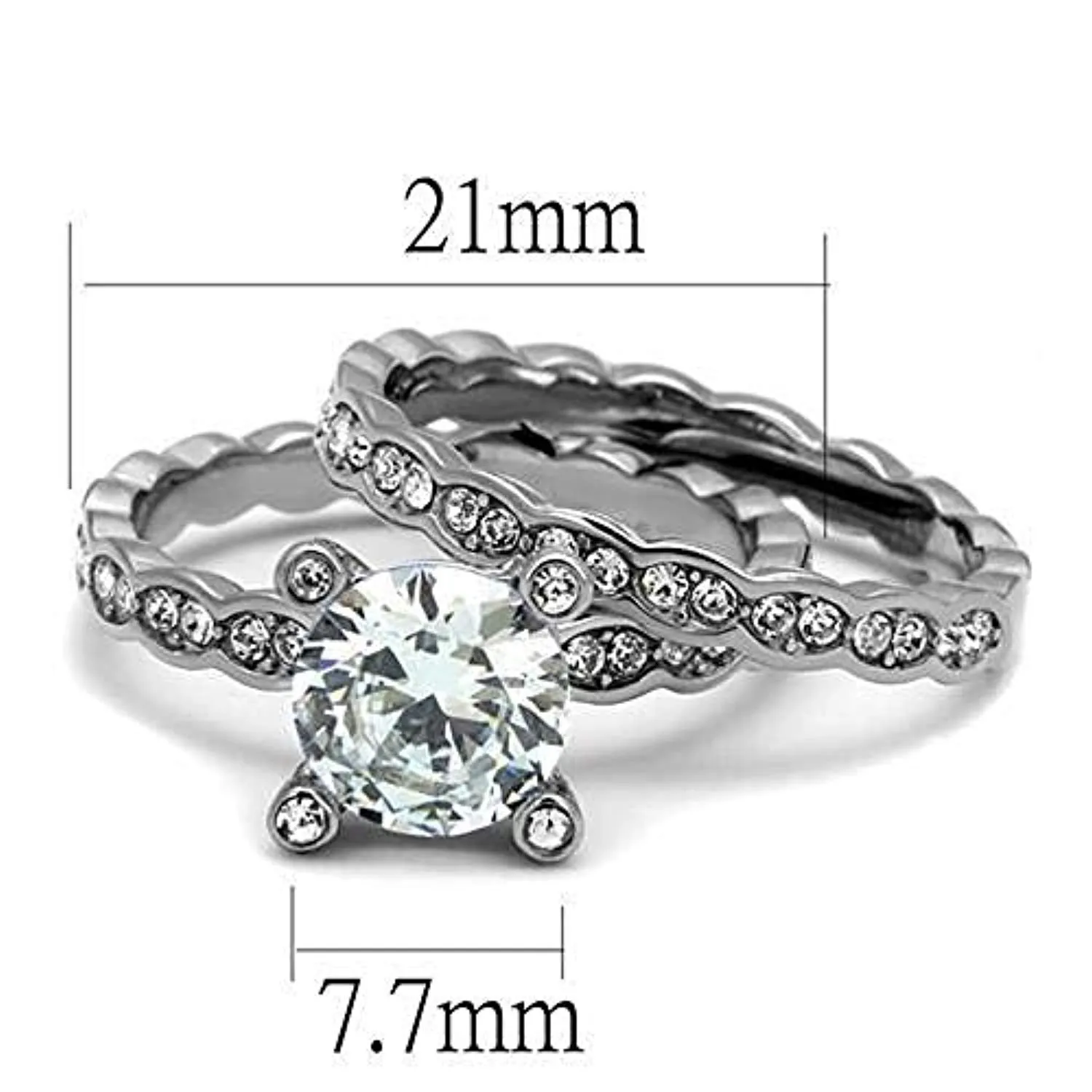 WildKlass Stainless Steel Ring High Polished Women AAA Grade CZ Clear