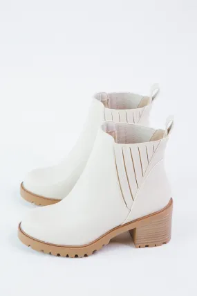 Wisely Lug Sole Chelsea Boot, Bone PU