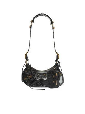 WOMEN`S LE CAGOLE XS SHOULDER BAG CROCODILE EMBOSSED IN BLACK